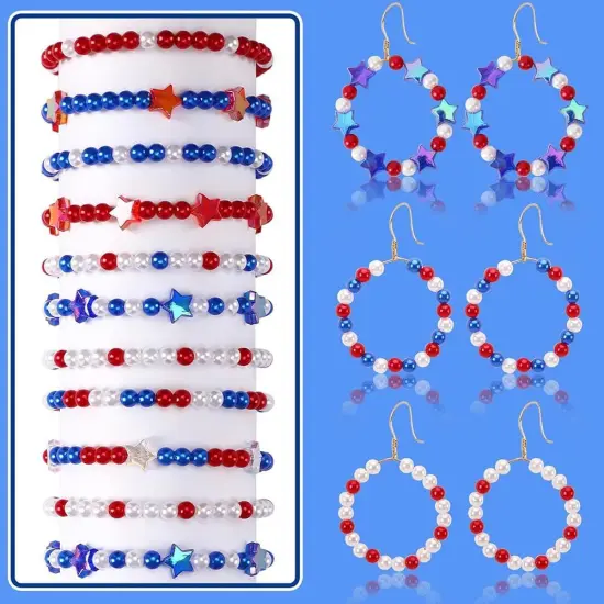 1200 Pcs 6mm Red White Blue Plastic Beads {2}