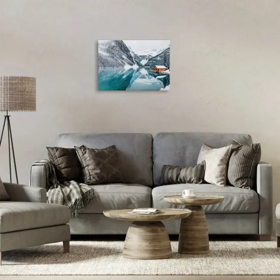 Stupell Industries Winter Cabin on Icy Lake Canvas By Lazar Studio {2}