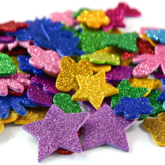 [6 Pack] Glitter Foam Letter Stickers Foam Stars Heart Self {2}