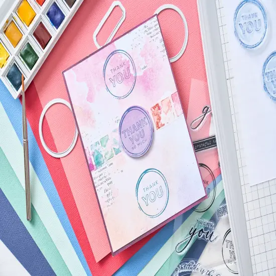 Sizzix Clear Stamps With Framelits Die By 49 And Market-Thankful Sentiments {4}