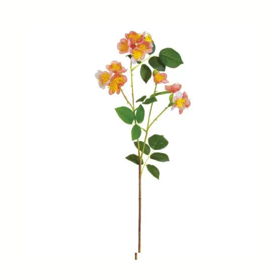 26" Wild Cottage Garden Rose Spray | Coral Faux Floral Stem {1}