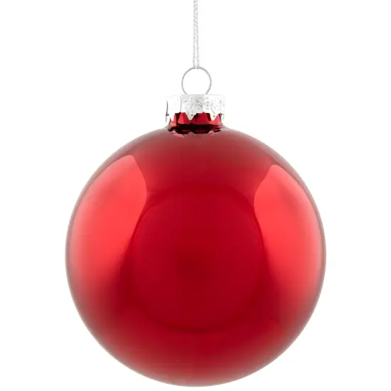 Northlight 2-Finish Christmas Glass Ball Ornaments - 4" (100mm) - Red - 4ct {7}
