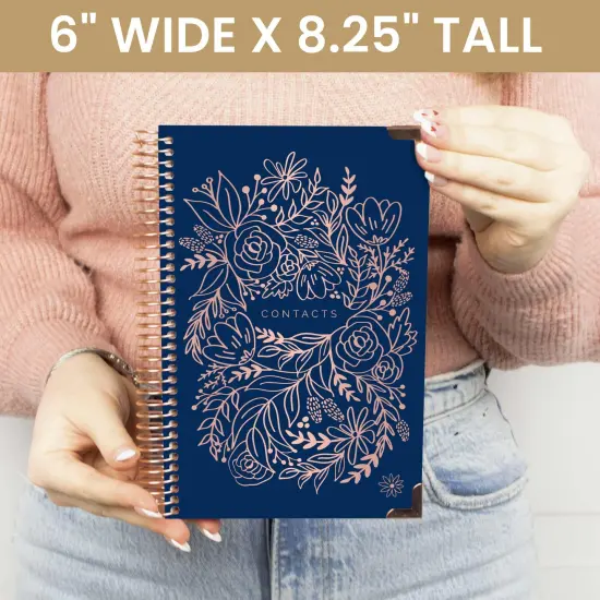bloom daily planners Contact Book, 6" x 8.25", Navy Embroidery {6}