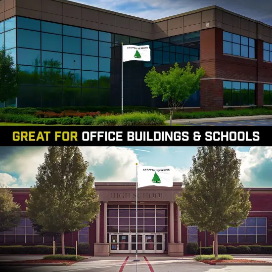 G128 Combo Pack: 16 Ft Telescoping Aluminum Flagpole (Silver) & An Appeal to Heaven Flag 3x5 Ft, ToughWeave Series Embroidered 300D Polyester | Pole with Flag Included {5}