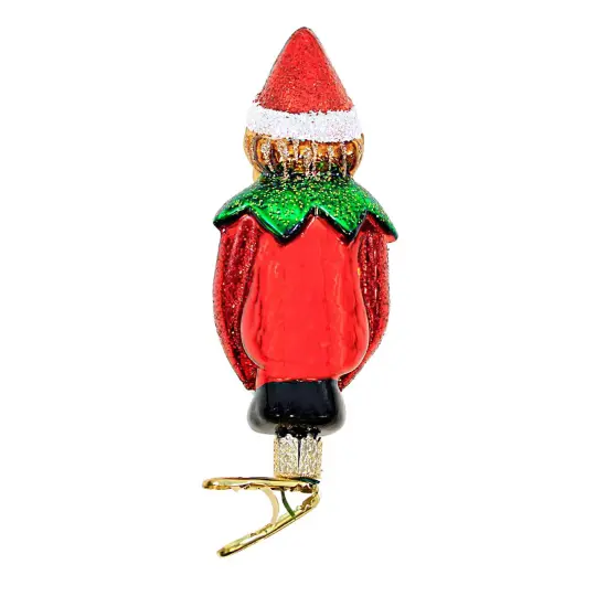 Old World Christmas 2.5 Inch Christmas Pixie With Clip Christmas Tree Ornament , Ornament Elf Shelf Clip On Red {2}