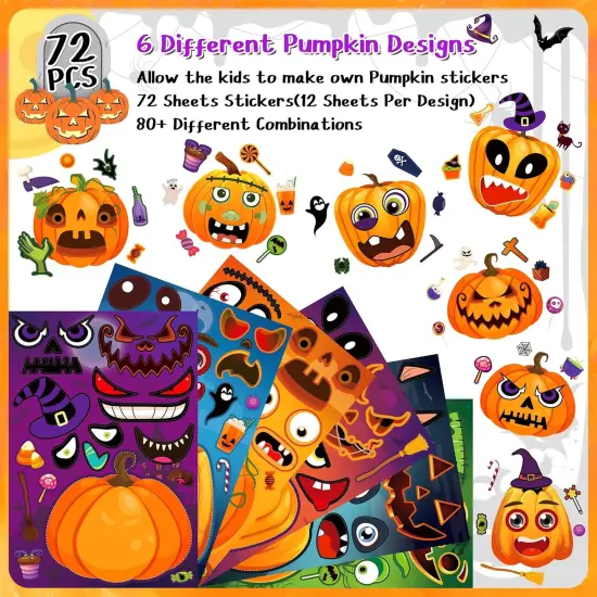 72 Sheets Halloween Stickers Crafts for Kids Toddler {3}