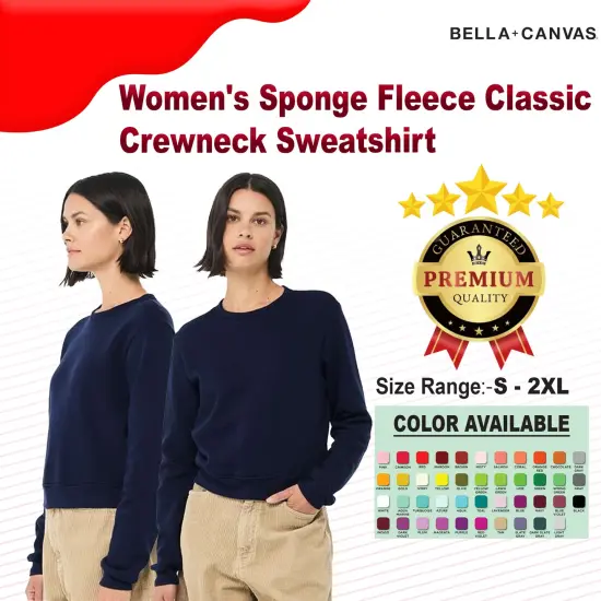 BELLA + CANVAS&reg; Women's Sponge Fleece Classic Crewneck Sweatshirt Dark Grey Heather {2}