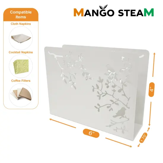 Mango Steam Songbird Tabletop Napkin & Letter Holder for Home, Kitchen, Restaurants White {5}
