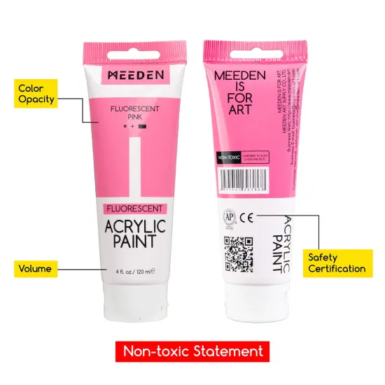 MEEDEN Fluorescent Acrylic Paint, 6 Colors Heavy Body Acrylic Paint, 120 ml/4.06 oz Tubes,Neon Paint, Acrylic Paint Set, Rich Pigments Non-Toxic Art Paints for Artists, Adults & Beginners {3}