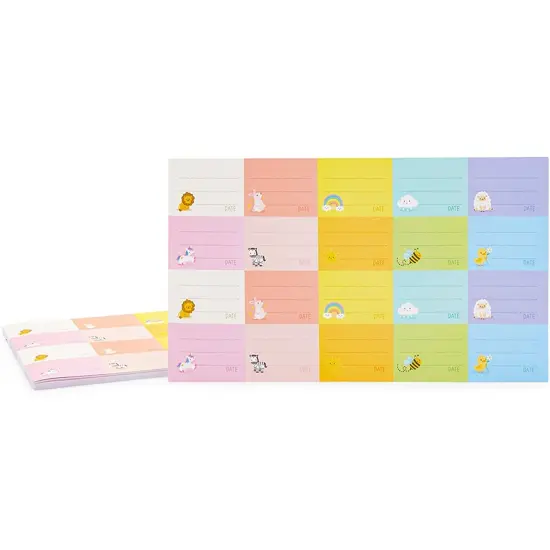 Removable Baby Bottle Labels for Daycare, 25 Sheets (10 Colors, 500 Pieces) {6}