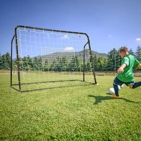 2-in-1 Kids Soccer Goal Set with Adjustable Height and Metal Pipes Ideal for Outdoor Use Black {2}
