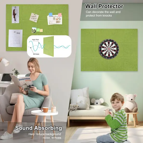 48"x36"-12 Pack Felt Wall Tiles with 35 Push Pins, Thicker 0.47in, Felt Bulletin Board {3}