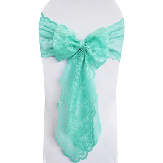 10 Pieces Tiff Blue Caspari Lace Chair Sashes for Elegant Event Decoration 9x108 Inches {2}