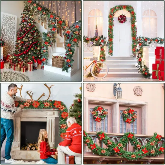 Xmas Garland for Office Fireplace Stairs Table - Indoor Outdoor Holiday Decor {5}