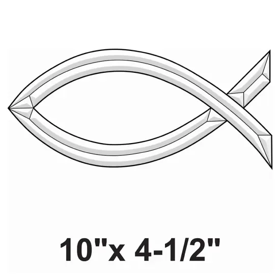 10" x 4-1/2" Exquisite Clear Glass Religious Fish Bevel Cluster EC155 {2}