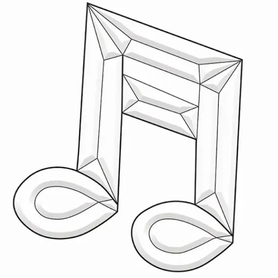 5-3/4" x 7-3/8" Exquisite Clear Glass Double Music Note Bevel Cluster EC137 {1}