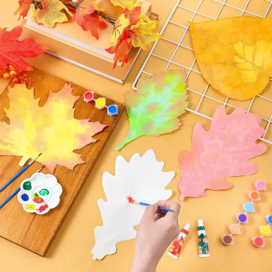 80 Pcs Fall Theme Color Diffusing Leaves 10 Inches {3}