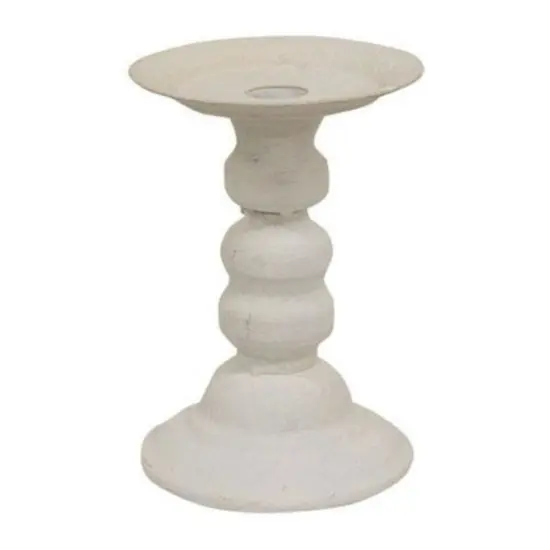 White Metal Shabby Chic Candle Holder and Textured Finish {1}