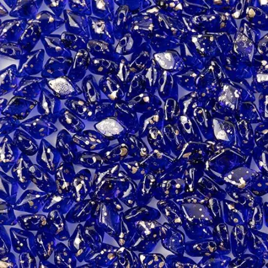 Matubo 2-Hole Czech Glass Gold Splash Gemduo Beads, 50g Colbalt Blue {1}