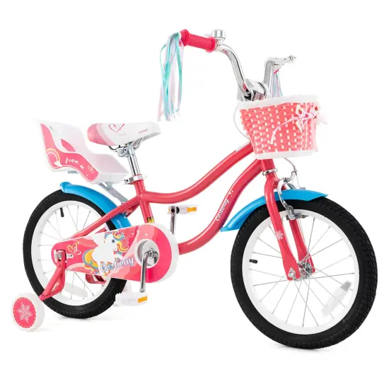 Honeyjoy 14/18 Inches Kids Bicycle with Training Wheels & Basket for Boys & Girls {11}