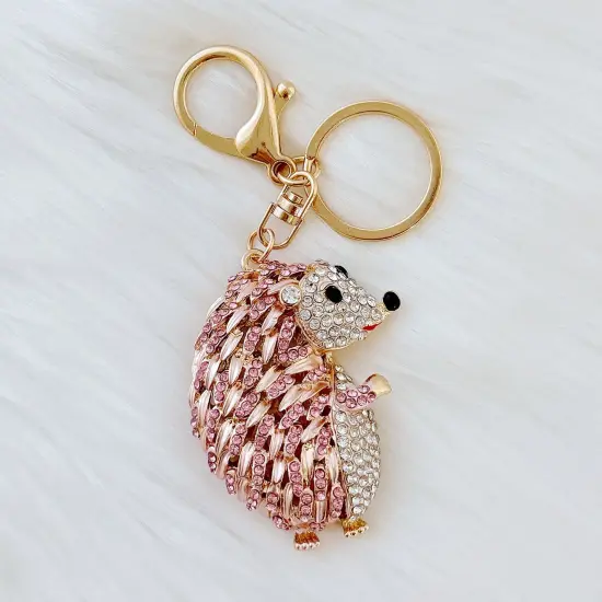 Wrapables Crystal Bling Keychain, Keyring Purse Handbag Pendant Charm, Rose Gold Hedgehog {3}