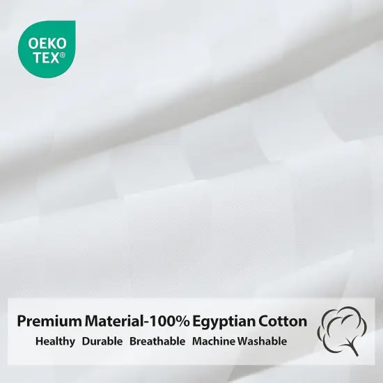 Pillow Cases Queen Size, 100% Egyptian Cotton Pillow Protectors with Zipper, 400 Thread Count Sateen Weave White Pillowcases Queen Size Set of 2, Premium Quality Pillow Covers for Home/Hotel {3}