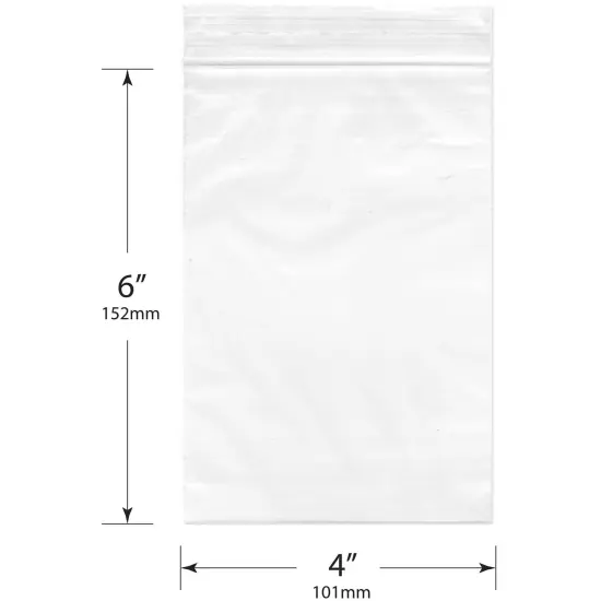 Plymor 4" x 6", 6 Mil Industrial Duty Zipper Reclosable Plastic Bags {3}