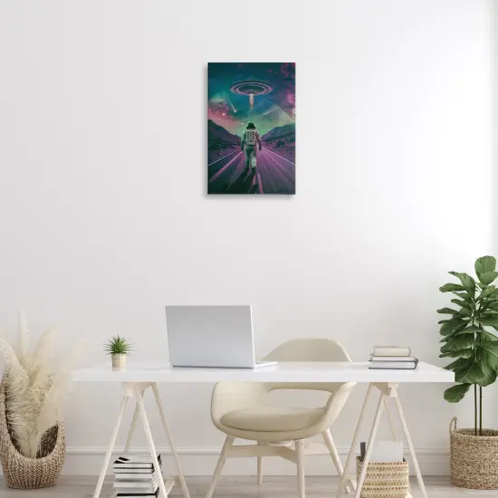 Stupell Industries Alien Spaceship over Astronaut Canvas Design by Wumples {2}