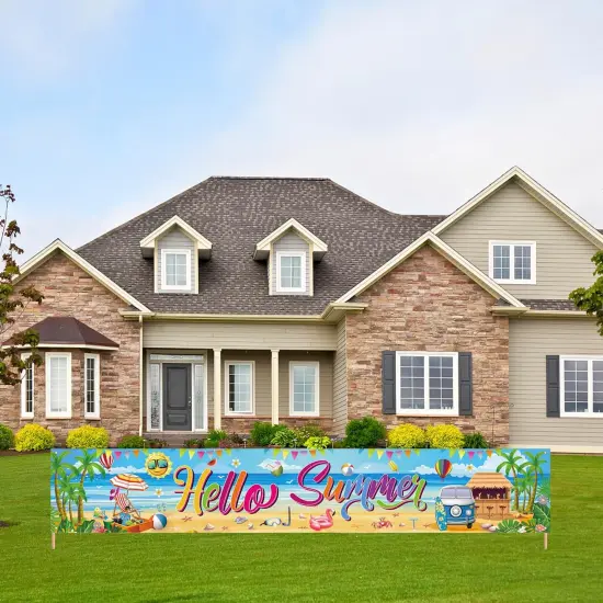 Hello Summer Party Decorations Extra Large Size Hello Summer Beach Banner for Summer Party Decorations Supplies {4}