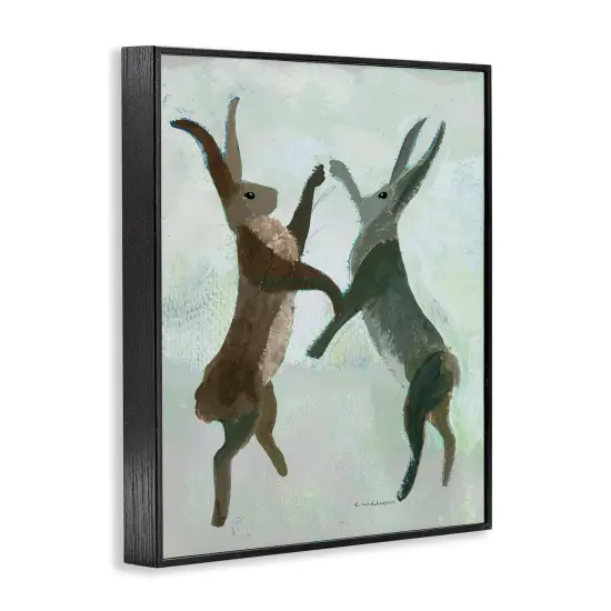 Stupell Industries Boxing Hares in Neutral Tones Framed Giclee Design by Kay Widdowson {3}