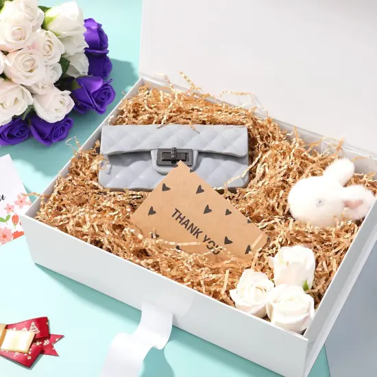 Large Gift Box with Lid for Presents, Mom Day White Magnetic Gift Box with Ribbon, Bridesmaid Proposal Box, Luxury Gifts Box (Glossy White) {2}