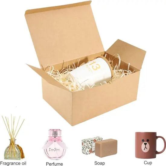 10 Pack Brown Gift Boxes, 9.45x6.5x4 Inches Kraft Paper Boxes with Lids for Valentine's, Birthday party, Wedding, Cupcake Boxes, Easy Assemble Bridesmaids Proposal Boxes, With 66ft Twine {4}