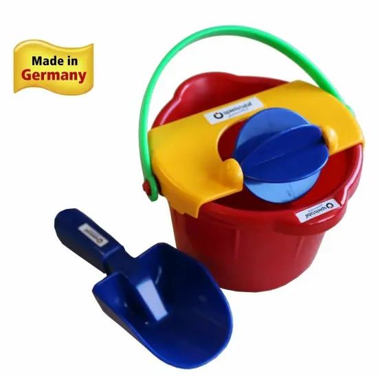 Spielstabil Toddler Sand Toys for Beach - Bucket Mill 3 Piece Set, Sandbox Toys for Kids 1.5 & Up, Includes Bucket, Sand Scoop and Spinning Wheel Multicolor {6}