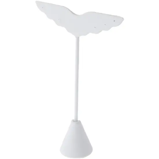 Plymor White Faux Leather Wing Shaped, Three Pair Earring Display Stand, 3" W x 1.25" D x 5.5" H {1}