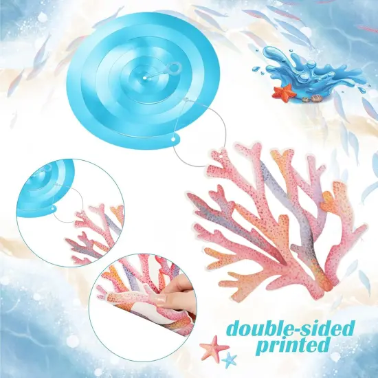 54 Pcs Under the Sea Swirls Decorations Tropical Fish Animals Hanging Banner Ocean Garlands Turtle Ceiling Streamers for Summer Birthday Wedding Baby Shower Supplies Party Decor {3}