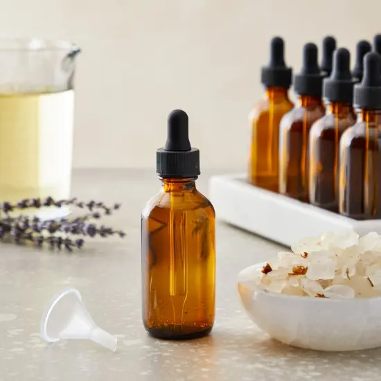 30-Pack 2oz Amber Glass Bottles with Dropper Dispenser and 6 Funnels for Essential Oils, Travel, Perfumes, Liquids, Hair and Body Oils (36 Total Pieces, 60ml) {2}