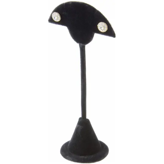 Plymor Black Velvet Fan Shaped, Two Pair Earring Display Stand, 2.75" W x 1.875" D x 5.875" H {3}