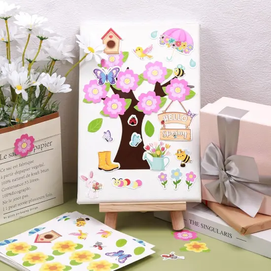 25 Set Spring Craft Kit Flower Bird Butterfly Make Your Tree Art Craft Ornaments for Toddler Spring Sunday School Classroom Home Preschool Party Activities Favor Decor Supplies {3}