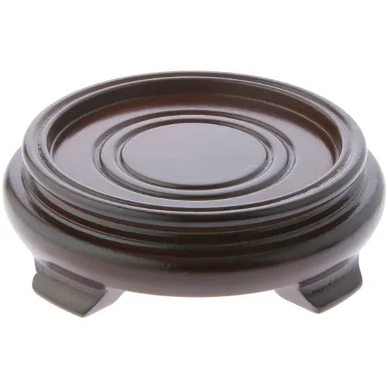 Plymor Walnut Round Wood Veneer Footed Display Base, 4.75" W x 4.75" D x 1.25" H (3.5" Display Diameter) {1}
