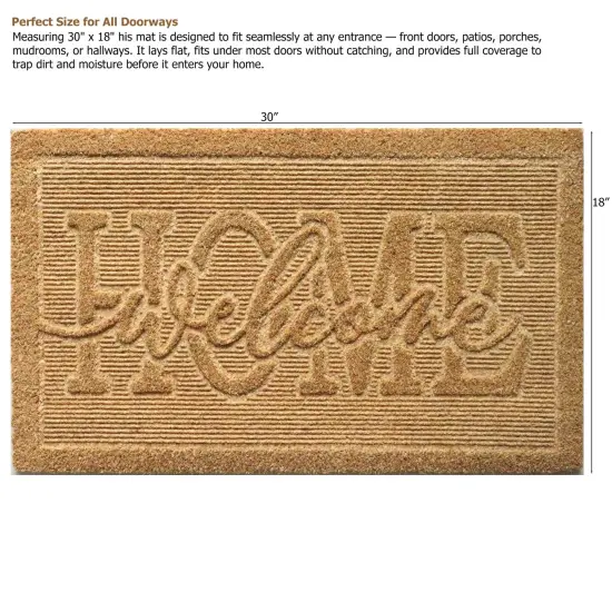 Gardenised Heavy Duty Coco Coir Doormat Non Slip PVC Baking Embossed Welcome Design Natural Coconut Fiber Floor Mat for Front Door Porch Patio Entryway Garage Mudroom & Outdoor Use 18x30" Bright Welcome {5}