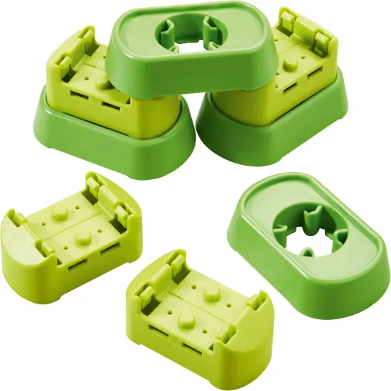 HABA Ball Run Expansion Set, Kullerbu Connectors and Base Building Set for Elevated Marble Runs and Tracks - 8 Piece STEM Toys Accessory Set Multicolor {3}