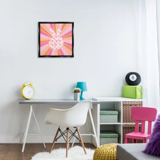 Stupell Industries Beaming Peace Sign Hand Floating Frame Design by Jesse Keith {2}