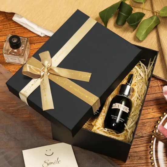 Black Gift Boxes with Gold Ribbons & Bows - (3 Sizes) Sturdy Gift Boxes with Lids for Presents - Elegant Gift Wrapping Boxes for Birthdays, Holidays, Anniversaries, and More {4}