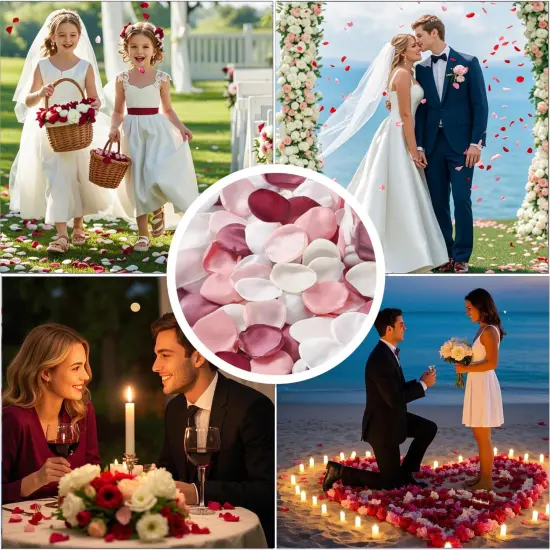 200Pcs Large Silk Rose Petals Artificial Scatter Flower Petals with Gift Box for Bridal Shower Romantic Night Wedding Aisle Reception Table Centerpieces Decor {3}