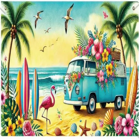Hello Summer Beach Party Backdrop Banner 71 x 43 inch Summer Hawaiian Party Decorations Banner Tropical Seaside Island Pool Themed Decoration Background {2}
