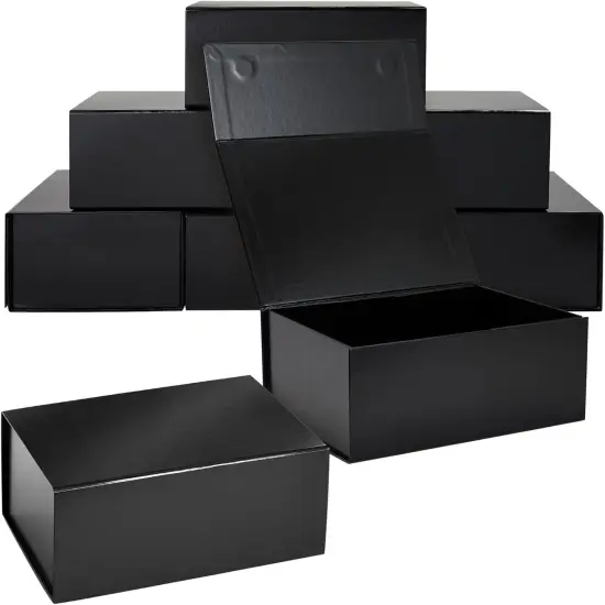 agnetic Gift Boxes with Lids for Birthday, Wedding, Groomsman and Bridesmaid Proposal Box (9.5 x 7 x 4 Inches) (Gloss Black) - 6 Pack {5}