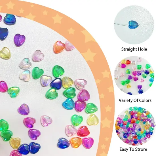 300 PCS Heart Beads, AB Acrylic Bead Heart Beads, for Jewelry Making DIY Bracelet arrings {3}