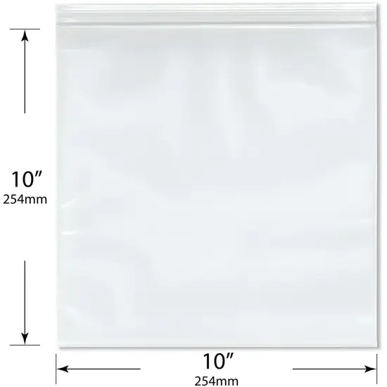 Plymor 10" x 10" (Pack of 100), 6 Mil Industrial Duty Zipper Reclosable Plastic Bags {3}