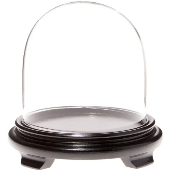 Plymor 5.5" x 5.5" Glass Display Dome Cloche Red Wood Veneer {2}