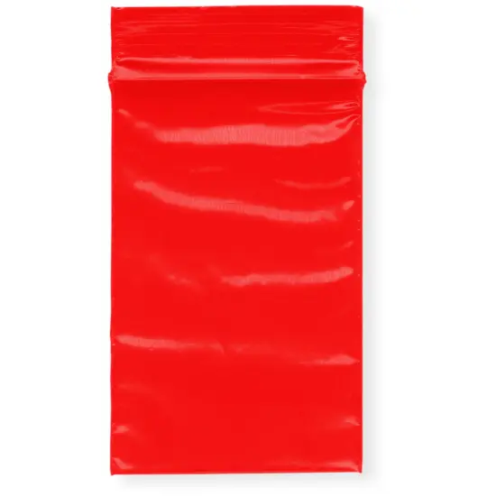 Plymor 2" x 3", Red 2 Mil Zipper Reclosable Plastic Bags {1}